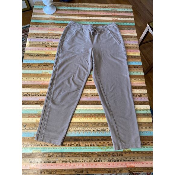 J Jill M Elastic Waist Pull On Stretch Cotton Jogger Pant Pockets Oatmeal Khaki - Picture 1 of 12
